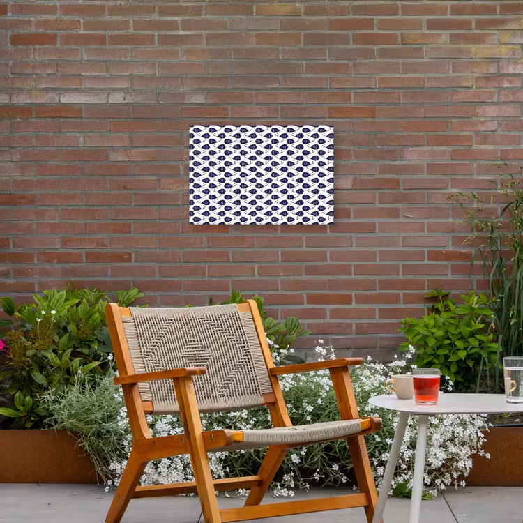 Oceaan - Vis - Blauw - Wit Tuinposter op houten frame 2 cm dik klein 845 -sfeer3