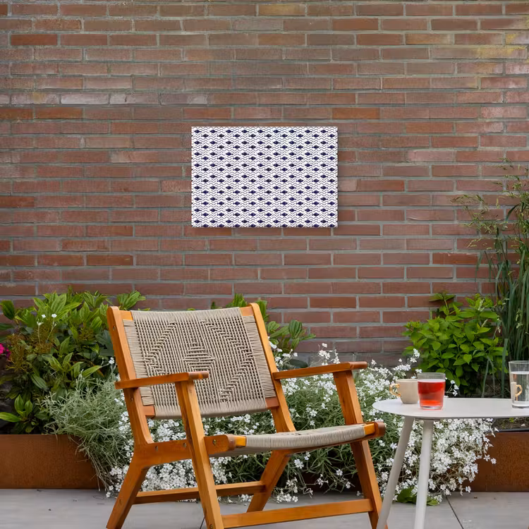 Oceaan - Visachtig - Blauw - Wit Tuinposter op houten frame 2 cm dik klein 845 -sfeer3