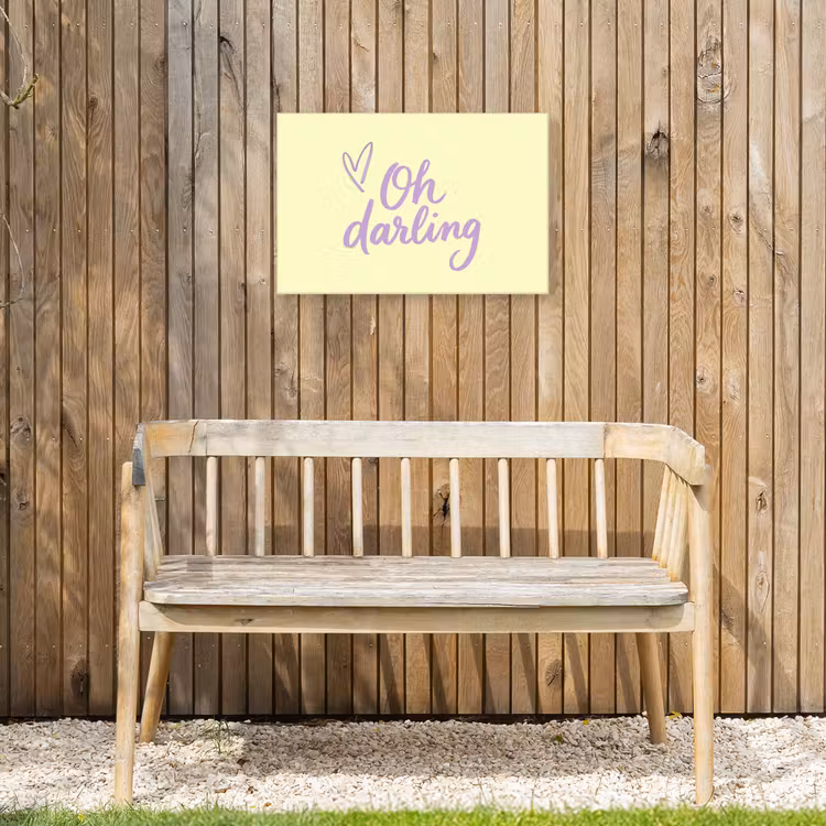 Oh darling - Geel - Hart Tuinposter op houten frame 2 cm dik klein -sfeer4