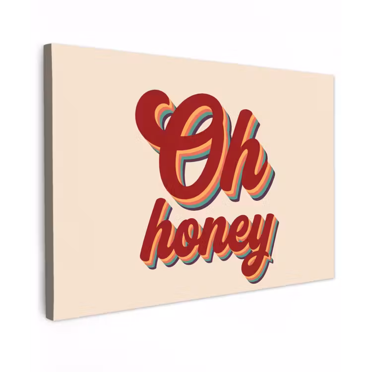 Oh honey - Rood - Schaduw Tuinposter op houten frame 2 cm dik klein -3d