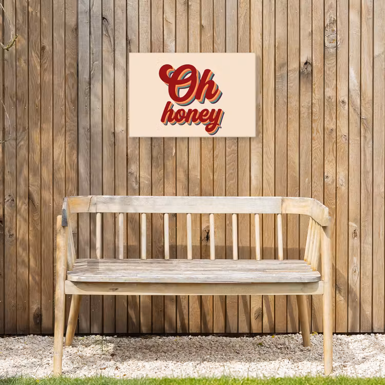 Oh honey - Rood - Schaduw Tuinposter op houten frame 2 cm dik klein -sfeer4