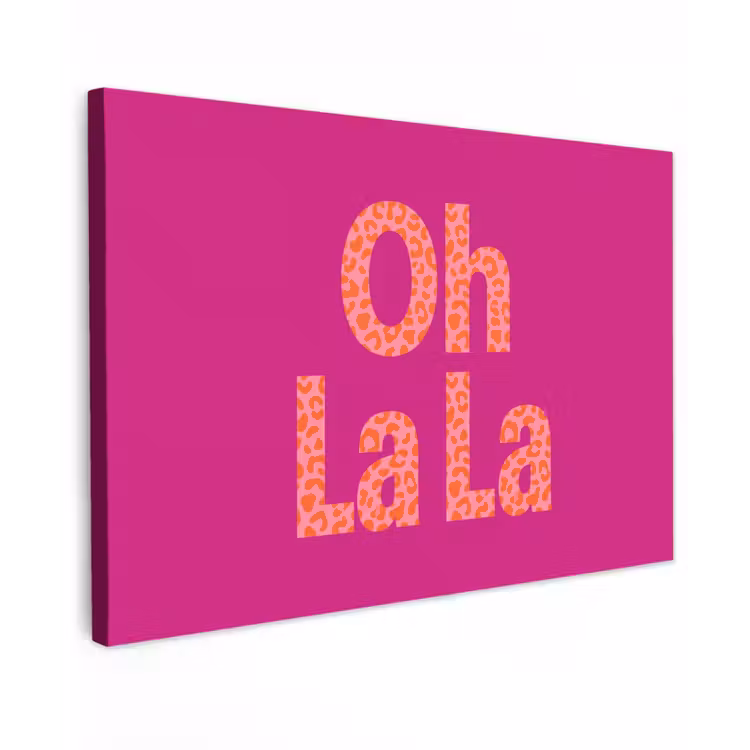 Oh la la - Luipaardprint - Roze Tuinposter op houten frame 2 cm dik klein -3d