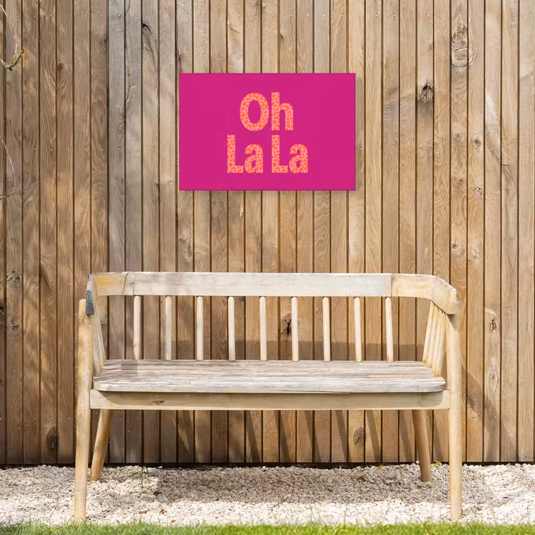 Oh la la - Luipaardprint - Roze Tuinposter op houten frame 2 cm dik klein -sfeer4