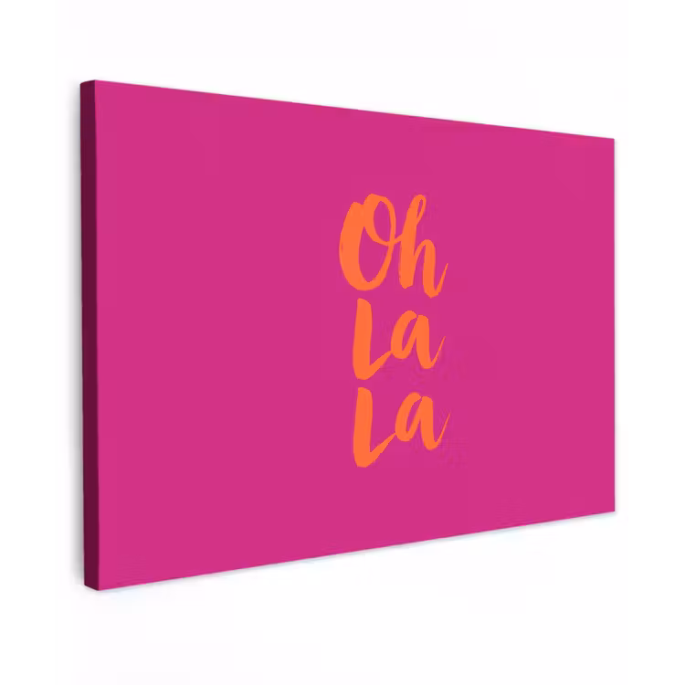Oh la la - Roze - Oranje - Minimalistisch Tuinposter op houten frame 2 cm dik klein -3d