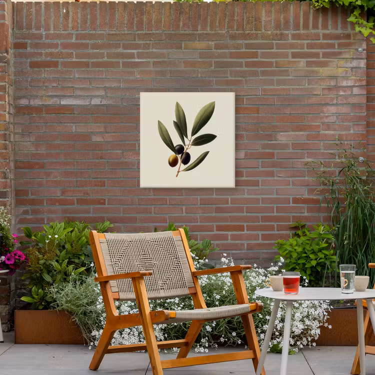 Olijftak - Donkergroen - Olijven Tuinposter op houten frame 2 cm dik middel -sfeer3