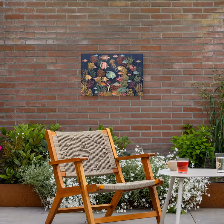 Onderwaterwereld - Vissen - Koraal - Illustratie - Kleurrijk Tuinposter op houten frame 2 cm dik klein -sfeer3