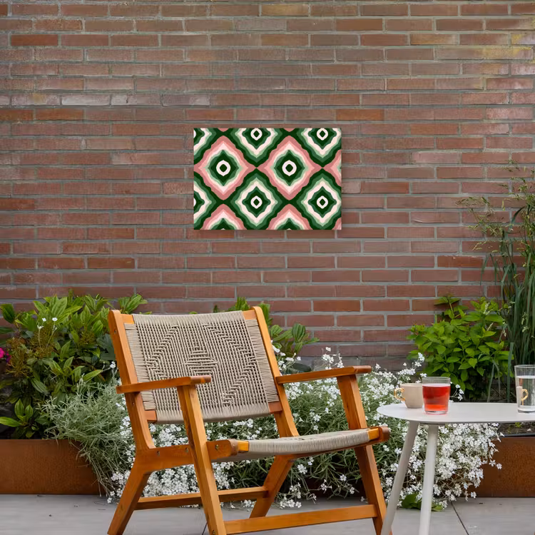 Ontwerp - Organisch - Kleurrijk Tuinposter op houten frame 2 cm dik klein 845 -sfeer3