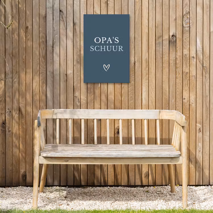 Opa's Schuur met Hart Tuinposter op houten frame 2 cm dik klein -sfeer4