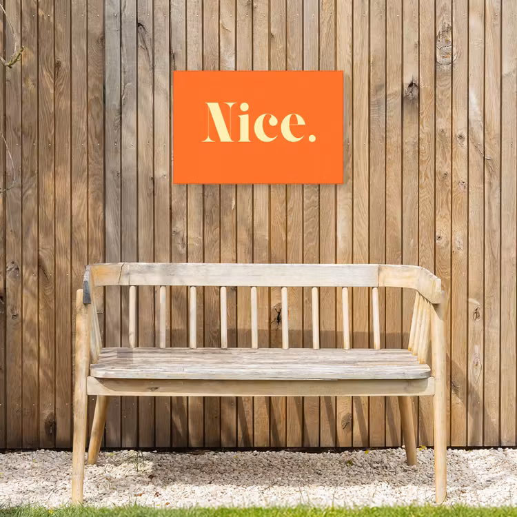 Oranje - Gebroken wit - Nice Tuinposter op houten frame 2 cm dik klein -sfeer4