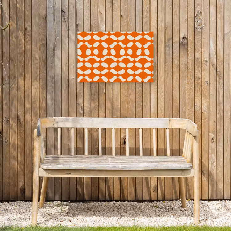Oranje - Organische vormen - Wit Tuinposter op houten frame 2 cm dik klein 845 -sfeer4