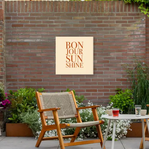 Oranje - Quote - Sun Tuinposter op houten frame 2 cm dik middel -sfeer3