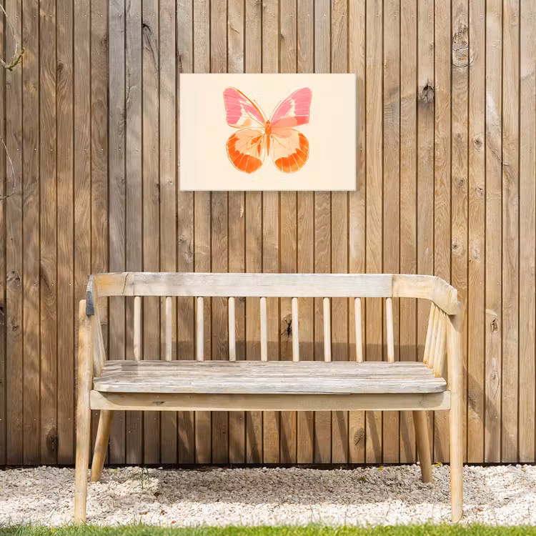 Oranje - Vlinder - Minimalistisch Tuinposter op houten frame 2 cm dik klein -sfeer4
