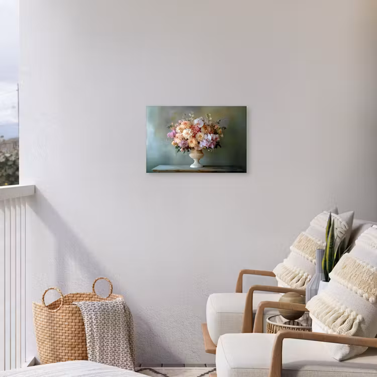 Orchidee - Boeket - Vaas - Bloemen Tuinposter op houten frame 2 cm dik klein -sfeer1
