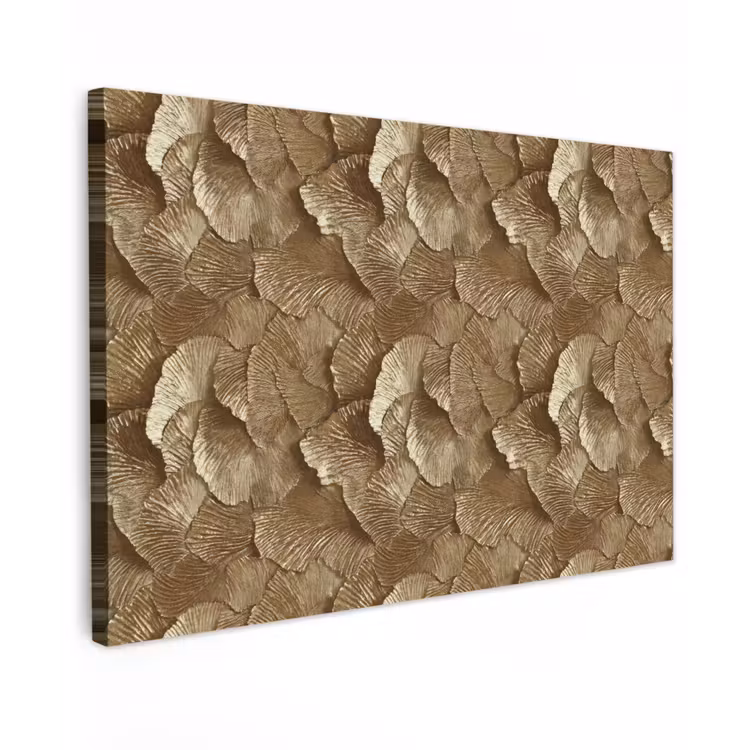 Organisch - Patroon - Bladeren - Goud Tuinposter op houten frame 2 cm dik klein 845 -3d