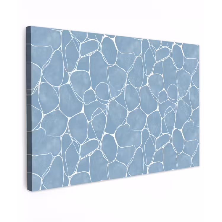 Organisch - Patroon - Blauw Tuinposter op houten frame 2 cm dik klein 845 -3d