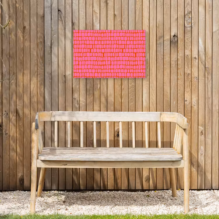 Organisch - Raster - Roze Tuinposter op houten frame 2 cm dik klein 845 -sfeer4