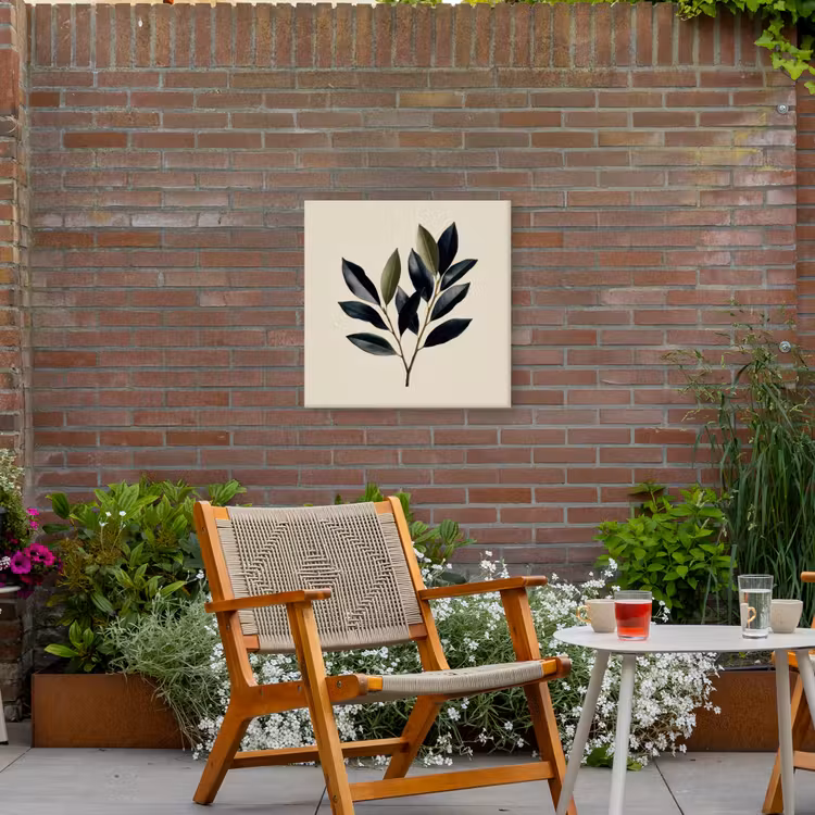 Ovaal - Olijfgroen - Simpel Tuinposter op houten frame 2 cm dik middel -sfeer3