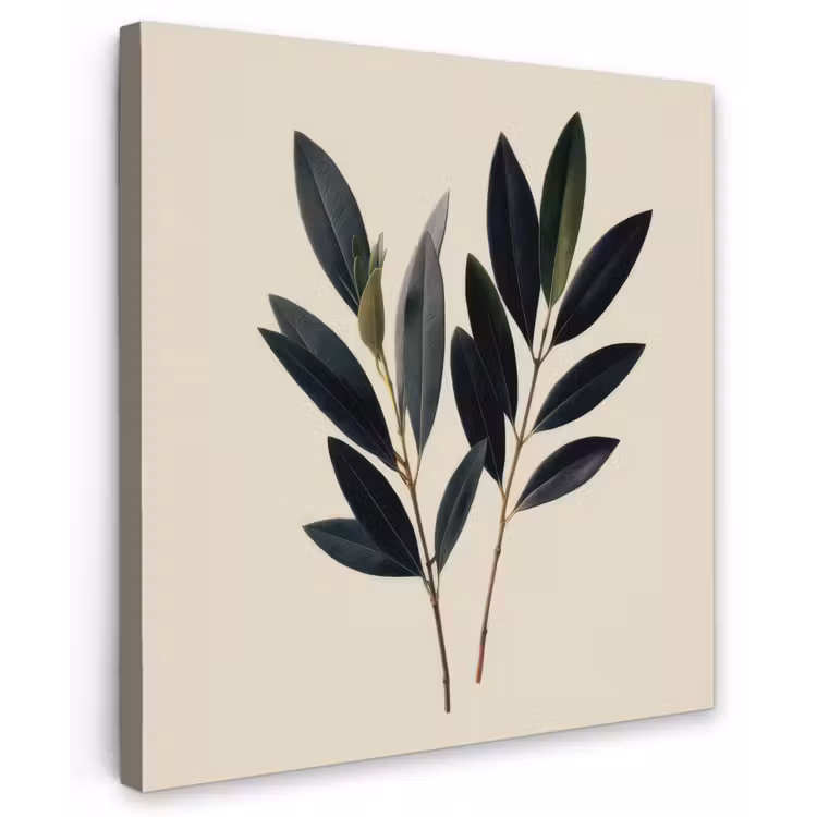 Ovaalvormige bladeren - Diep groen - Symmetrisch Tuinposter op houten frame 2 cm dik middel -3d