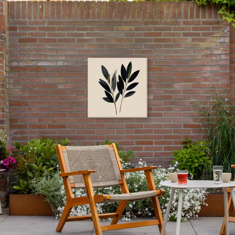 Ovaalvormige bladeren - Diep groen - Symmetrisch Tuinposter op houten frame 2 cm dik middel -sfeer3