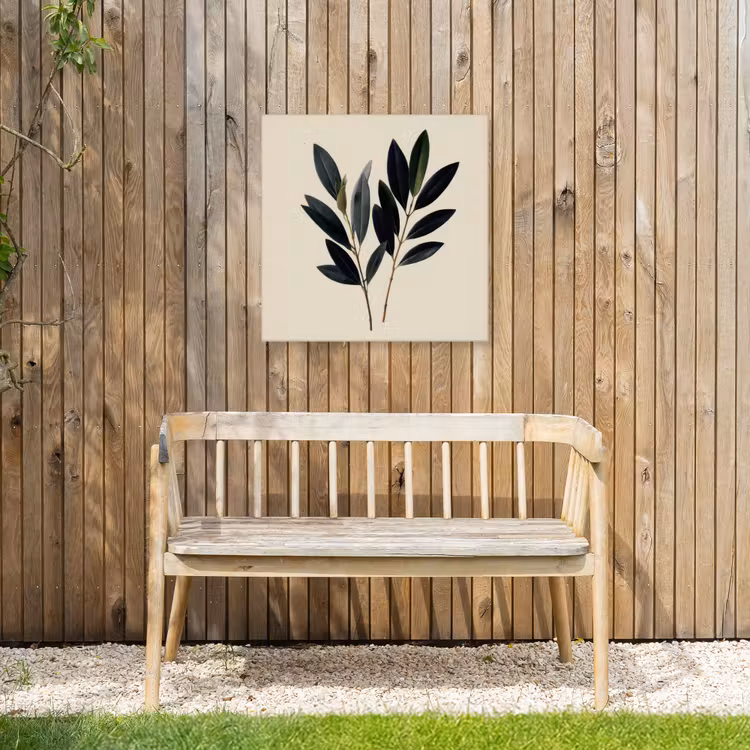 Ovaalvormige bladeren - Diep groen - Symmetrisch Tuinposter op houten frame 2 cm dik middel -sfeer4