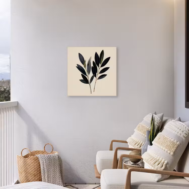 Ovaalvormige bladeren - Diep groen - Symmetrisch Tuinposter op houten frame 2 cm dik middel -sfeer1