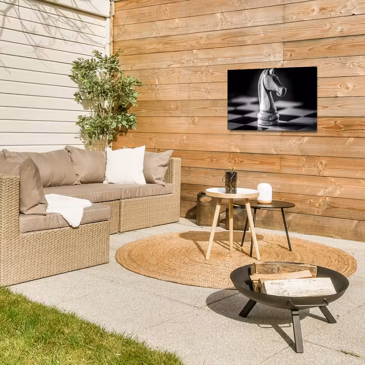 Paard - Hout - Schaalbord - Zwart Tuinposter op houten frame 2 cm dik klein -sfeer2