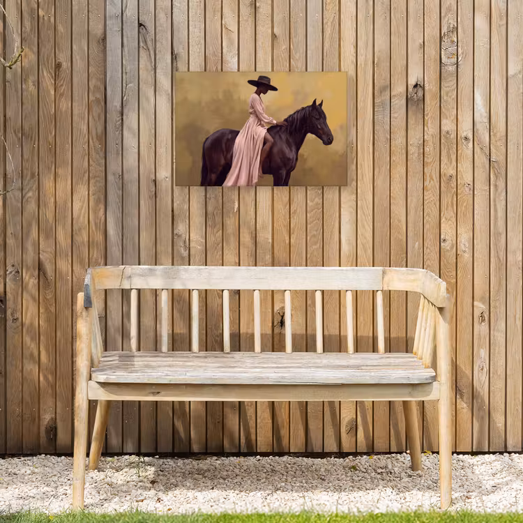 Paard - Klassiek - Oker Tuinposter op houten frame 2 cm dik klein -sfeer4