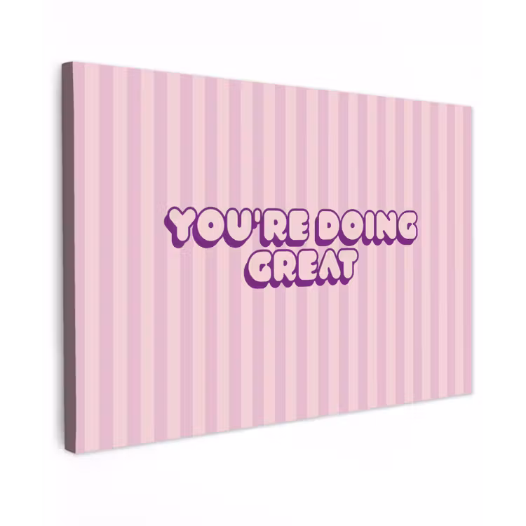 Paars - Strepen - You're doing great - Schaduw Tuinposter op houten frame 2 cm dik klein -3d