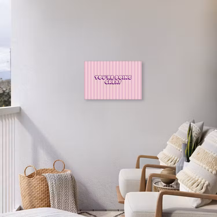 Paars - Strepen - You're doing great - Schaduw Tuinposter op houten frame 2 cm dik klein -sfeer1