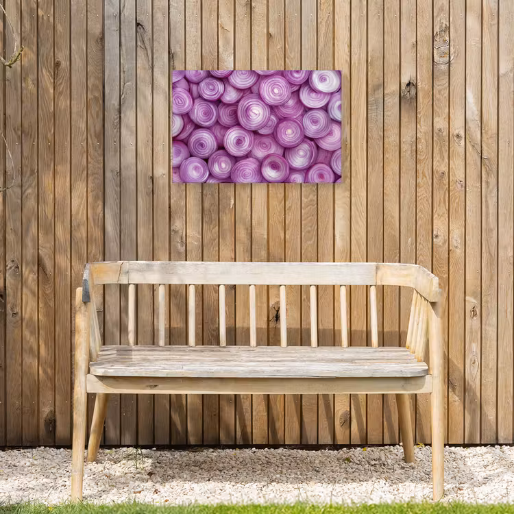 Paars - Uien - Close up Tuinposter op houten frame 2 cm dik klein -sfeer4