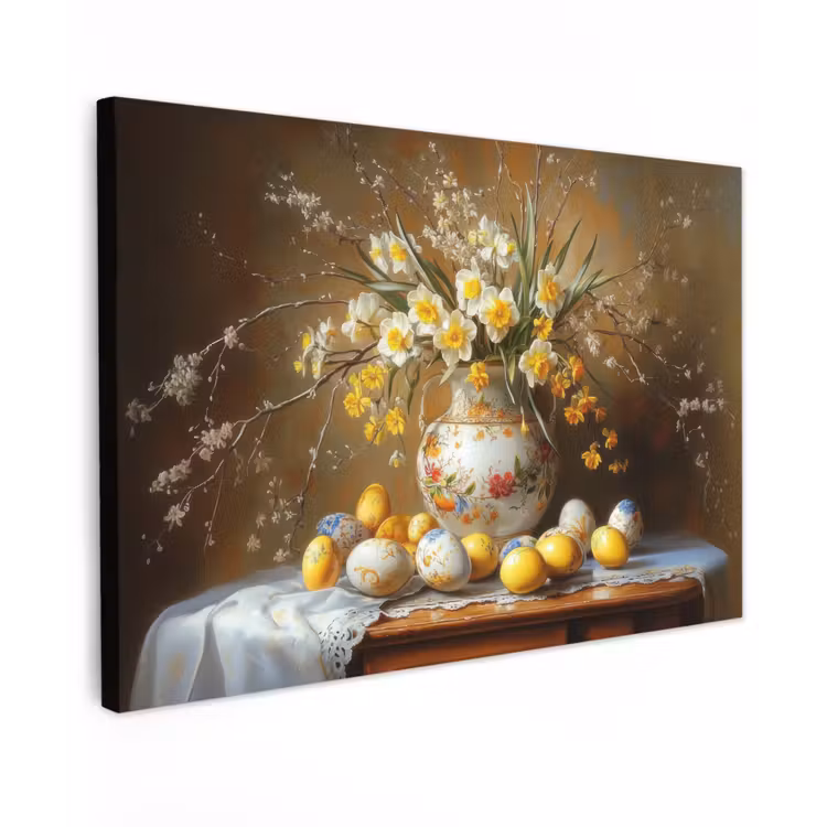 Paaseieren - Stilleven - Vaas Tuinposter op houten frame 2 cm dik klein -3d
