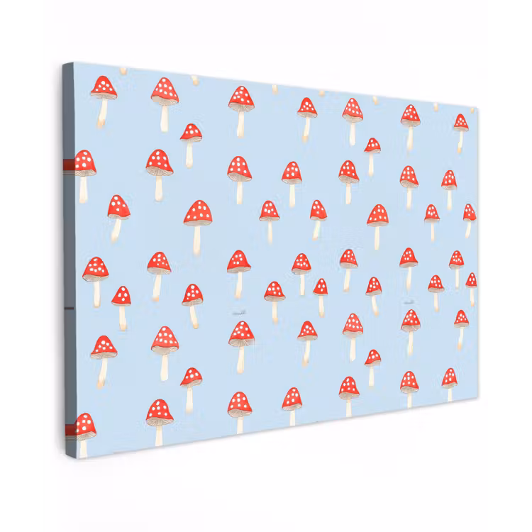 Paddenstoel -Sprookje - Blauw Tuinposter op houten frame 2 cm dik klein 845 -3d