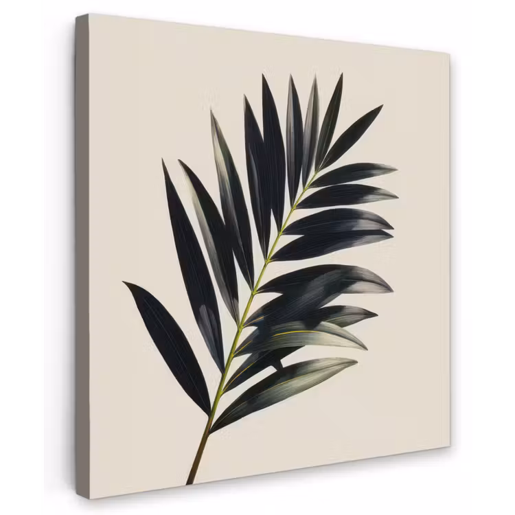 Palmblad - Subtiel - Groen - beige Tuinposter op houten frame 2 cm dik middel -3d