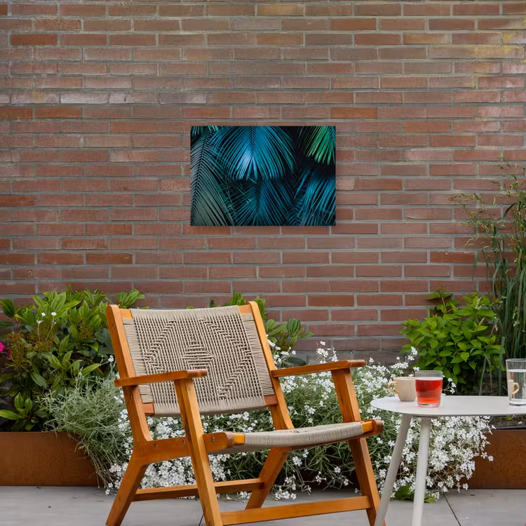 Palmblad - Tropisch - Natuur - Jungle Tuinposter op houten frame 2 cm dik klein -sfeer3