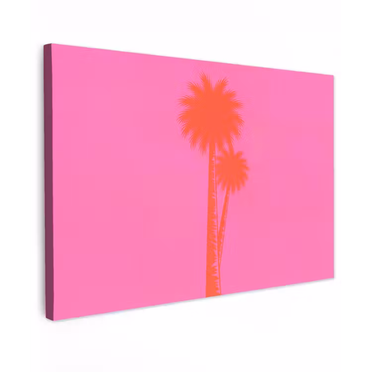 Palmbomen - Modern - Roze Tuinposter op houten frame 2 cm dik klein -3d