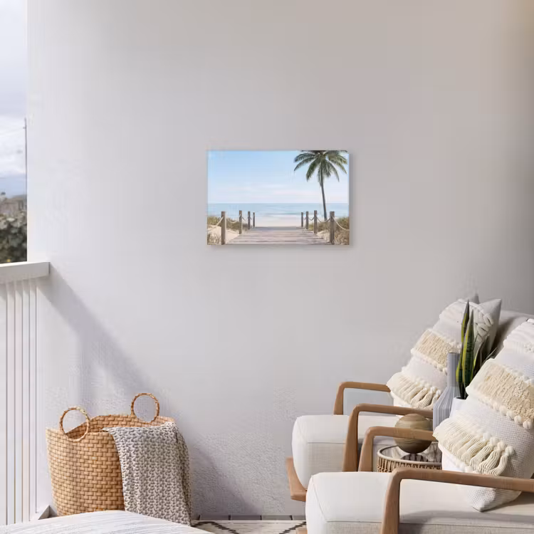 Palmbomen - Pad - Horizon Tuinposter op houten frame 2 cm dik klein -sfeer1