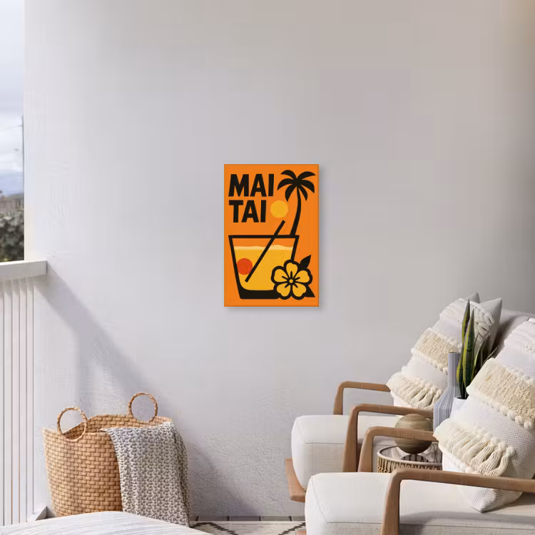 Palmboom - Bloem - Art - Drink Tuinposter op houten frame 2 cm dik klein -sfeer1