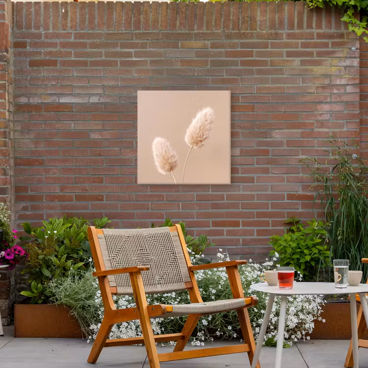 Pampas pluimen - Beige - Planten Tuinposter op houten frame 2 cm dik middel -sfeer3