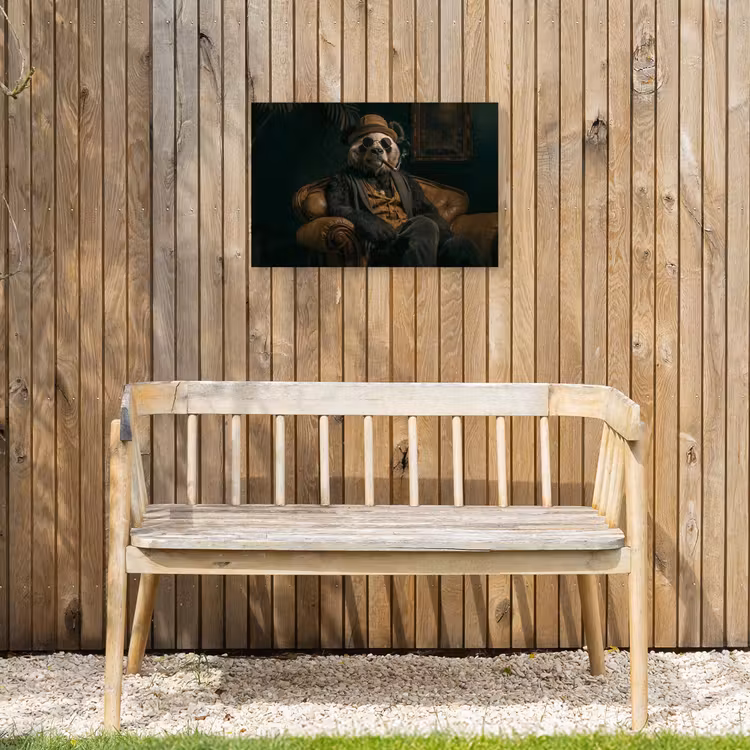 Panda - Hoed - Bril - Pak Tuinposter op houten frame 2 cm dik klein -sfeer4