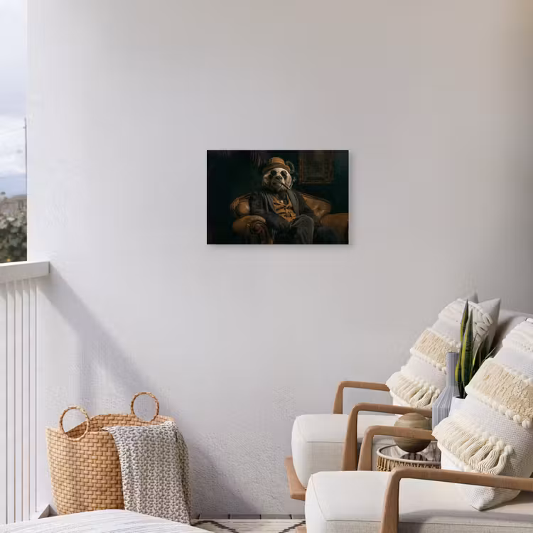 Panda - Hoed - Bril - Pak Tuinposter op houten frame 2 cm dik klein -sfeer1