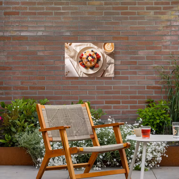 Pannenkoeken - Bessen - Ontbijt - Modern - Beige Tuinposter op houten frame 2 cm dik klein -sfeer3