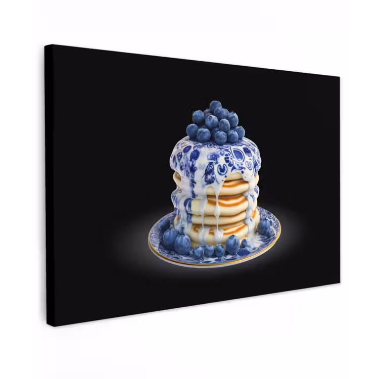 Pannenkoeken - Blauwe Bessen - Bord Tuinposter op houten frame 2 cm dik klein -3d