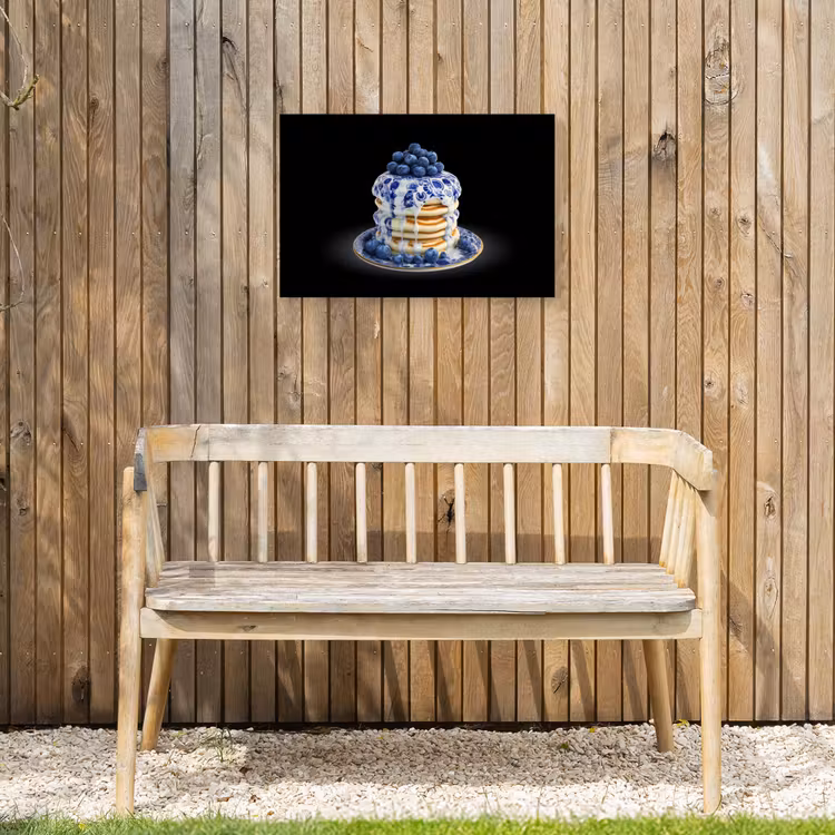 Pannenkoeken - Blauwe Bessen - Bord Tuinposter op houten frame 2 cm dik klein -sfeer4