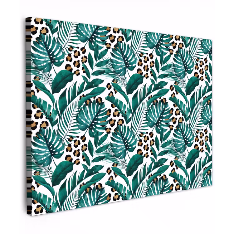 Panterprint - Bladeren - Jungle Tuinposter op houten frame 2 cm dik middel -3d
