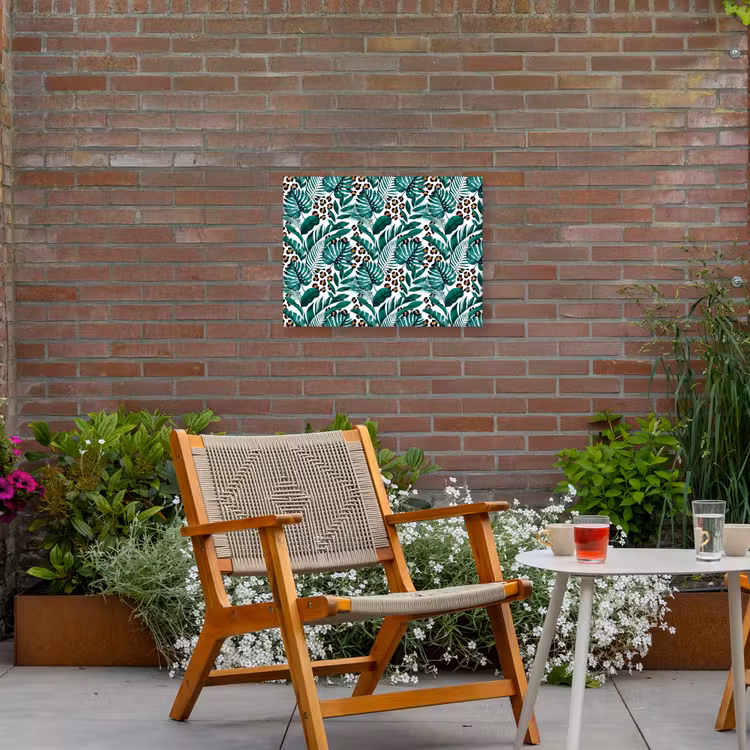 Panterprint - Bladeren - Jungle Tuinposter op houten frame 2 cm dik middel -sfeer3
