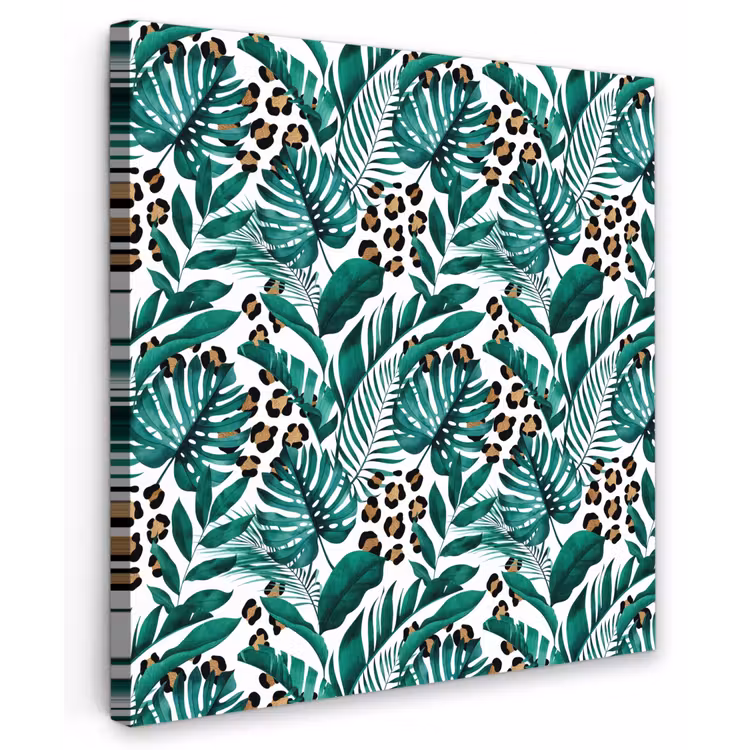 Inductie beschermer - Panterprint - Bladeren - Jungle - Afdekplaat voor kookplaat Tuinposter op houten frame 2 cm dik middel -3d