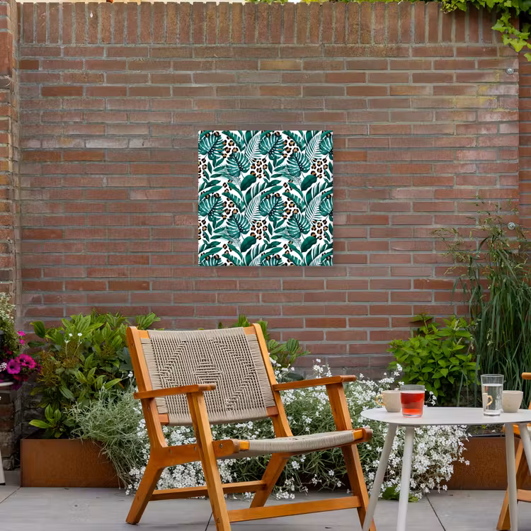 Inductie beschermer - Panterprint - Bladeren - Jungle - Afdekplaat voor kookplaat Tuinposter op houten frame 2 cm dik middel -sfeer3
