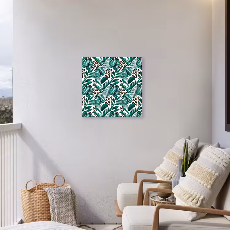 Inductie beschermer - Panterprint - Bladeren - Jungle - Afdekplaat voor kookplaat Tuinposter op houten frame 2 cm dik middel -sfeer1