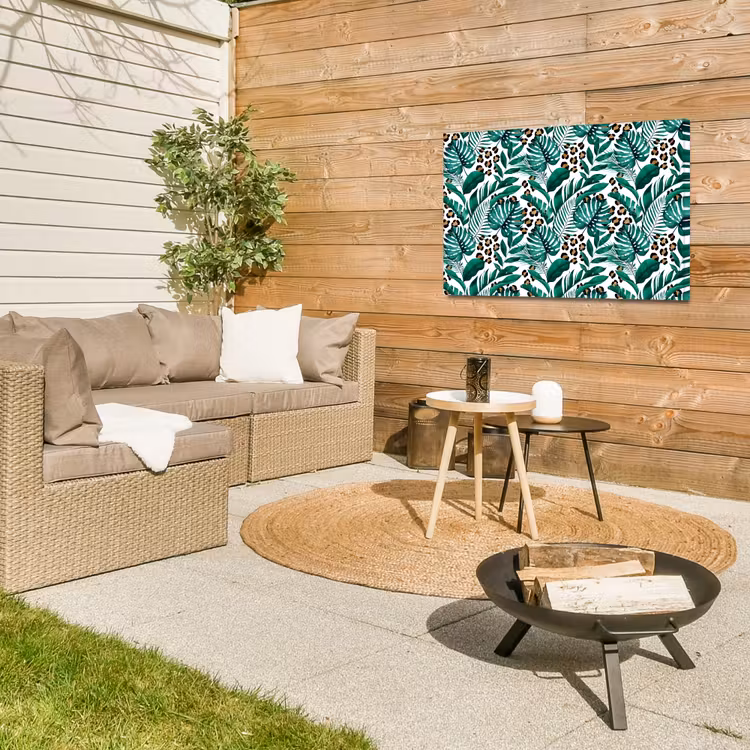 Panterprint - Bladeren - Jungle Tuinposter op houten frame 2 cm dik middel -sfeer2