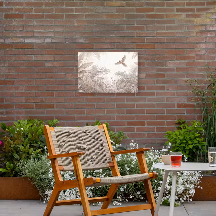 Papagaai - Jungle - Tropisch Tuinposter op houten frame 2 cm dik klein -sfeer3
